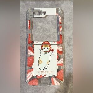 Clear Strawberry Cat Phone Case - So Berry Sweet for Samsung z flip 6
